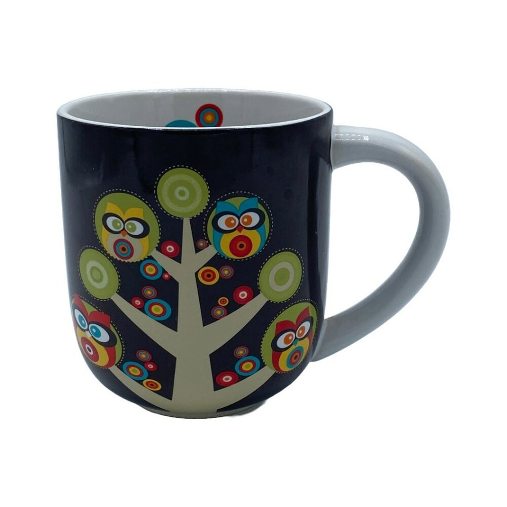 Owl Family Tree Midcentury Modern Inspired Coffee or Tea Mug 2011 by Valentina